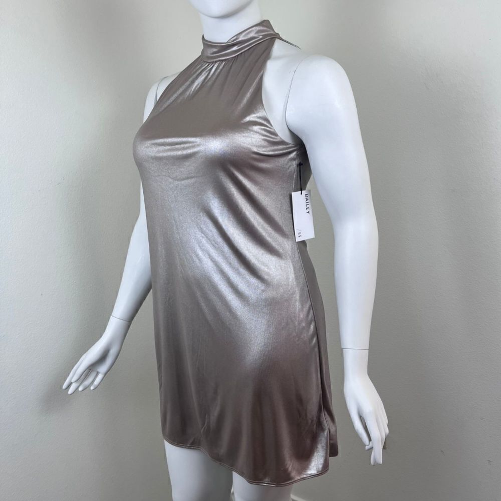 Bailey 44 Women Size L Director Cut Gold Matallic Shift Pullover Mini NEW Dress - Picture 11 of 17